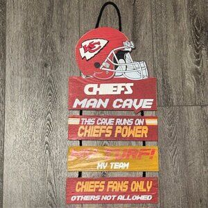 Kansas City Chiefs Wooden Man Cave Hanging Wall Sign NWT Room Decor NEW